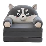 DimyFew Klappschlafsofa Im Tierdesign für Kinder, Umwandelbarer Schlafsessel für Zuhause, Grauer Hund