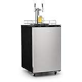 Klarstein Big Spender - Bierfass-Kühlschrank, Getränkefasskühlschrank, Komplettset, CO2 Fässer bis 50 L, 4 Bodenrollen, Temperatur regulierbar, inkl. 1 x Zapfsäule, grau