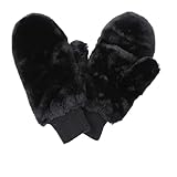 QEXUJOW Handschuhe & Fäustlinge für Herren Handschuhe für Damen und Herren, Winterhandschuhe, Touchscreen, Plüsch, warme Strickhandschuhe, weiches Futter (schwarz)