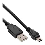 InLine 33107L USB 2.0 Mini-Kabel, USB A Stecker an Mini-B Stecker (5pol.), schwarz, 5m