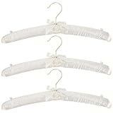ELAYARD 3 Stück Pack Gepolsterte Kleiderbügel aus Schwammstoff rutschfest mit Knöpfen 38cm Weiß mit Goldfarbenem Haken Brautkleiderbügel für Zuhause Kleiderschrank und Hotel
