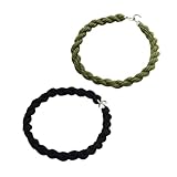 Cabilock 2 Stück Elastische Hosenbänder Strapazierfähige Beinriemen für Outdoor Grün und Schwarz Hochelastisch rutschfest für Radfahren Wandern Camping und Jogging