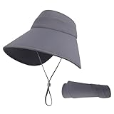 Sun Visor Hüte für Damen Sonnenhut mit großer Krempe Faltbare Visor Cap Einstellbar Aufbewahrt Strand Hut UPF 50+ Sommerhut Abnehmbar Atmungsaktiv Frauenhut Schirmmütze für Reisen Camping Golf