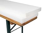 TexDeko 2er Set Bierbank Auflage Schaumstoffpolster 220x25x4cm | Mittelhart RG20 Bequeme Auflage für Bierzeltgarnitur Hussen | ÖKO-TEX 100 | Sitzpolsterung für Bierbank