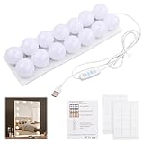 Jinlaili 14 LED Spiegelleuchte mit 3 Farbe, Schminktisch Leuchte, Makeup Lampe, Hollywood-Stil Dimmbar Schminklicht, Make Up Licht, Schminkleuchte, Spiegellampe für Kosmetikspiegel, Badzimmer Spiegel