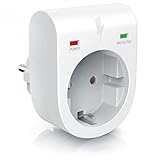 Arendo - Premium Überspannungsschutzadapter - Schuko Schutz-Adapter - Blitzschutz - bis zu 3500 W - IP 20 - integrierter Berührungsschutz - Überspannungsschutz mit LED-Funktionsanzeige