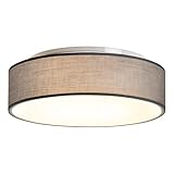 Zedelmaier Deckenlampe Stoff Rund 38cm E27x2 max.40W Deckenleuchte Grau Stoffschirm Wohnzimmer Schlafzimmer Küche Flur Kinderzimmer Lampe Decke Lampenschirm