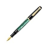 Pelikan Füllhalter Classic 200, Grün-Marmoriert, Feder M (mittel), hochwertiger Kolbenfüller im Geschenk-Etui, 994103