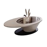 CHICKEN Couchtisch Personalisierter Teetisch, moderner Wohnzimmer-Heimlicht-Luxus-einfacher ovaler Glas-Teetisch Wohnzimmertisch(130cm)