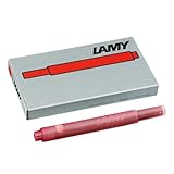 LAMY T10 Tintenpatronen mit großem Tintenvorrat - geeignet für alle Lamy Patronenfüllhaltermodelle - Inhalt 1,25ml je Patrone - 5 Stück pro Päckchen - Tintenfarbe rot