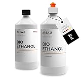 Area52 – Bioethanol 2x1L Set Ethanol – Reiner Ethylalkohol mit 96,6% Reinheitsgrad – Für Ethanolkamine, Tischkamine & Bioethanol-Feuerstellen – Geruchslos & rußfrei – Für Indoor & Outdoor (2 x 1L)