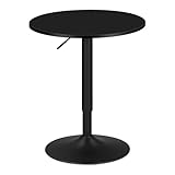WOLTU Bartisch Stehtisch, höhenverstellbarer Tisch 70-91 cm, multifunktionaler Partytisch in Wohnzimmer Küche Balkon, Bistrotisch aus MDF Metall, Schwarz, 60x60x91cm