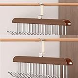 Taicols 2 Stück Krawattenhalter für den Schrank mit 16 Haken, multifunktionaler Haken für Gürtel aus Holz, Krawattenhalter, Kleiderbügel, Gürtelhalter (natürliche Holzfarbe)