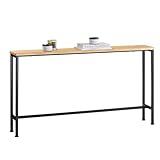 SoBuy Konsolentisch Schmal Flurtisch – Konsolentische Fürs Wohnzimmer, Vintage Metall Sideboard, Robustes Design – Ideal für Flur Möbel, Büro – Natur & Schwarz, 120x65x20cm, FSB19-E