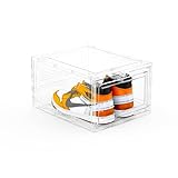 AVGXC Große Schuh-Aufbewahrungsboxen, transparenter Kunststoff, stapelbar, 1 Packung, dicker und stabiler Schuh-Organizer für Schrank, platzsparendes Schuhregal, Behälter, Vitrine für