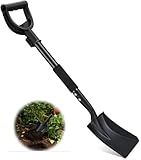 Schaufel, Gartenschaufel zum Graben, Kleine Schaufel mit komfortablem D-Griff, Kompakte Schaufeln aus Heavy Duty Metall zum Graben, Garten, Auto, Schwarz