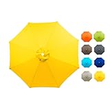 Hiseng Sonnenschirm Ersatzbezug 2/2.5/3.0m 6/8 Streben UV-Schutz Schirmbezug Strand Garten Sonnenschirm Ersatzteile für Terrassenschirm Balkon Garten Pool Strand (2m/6 Streben,Gelb)