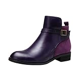 Stiefel für Motorradschuhe, Damenstiefel, zum Nähen, einfarbig, flach, mit Schuhen, Eigenschaften: breite Passform, violett, 37.5 EU