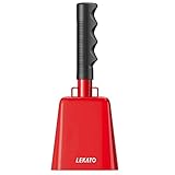 1 Stück Kuhglocke aus Stahl, 20,3 cm Kuhglocke mit Griff für Fußballspiel Sportveranstaltungen Handglocke Lärmmacher zum feiern Party Bauernhof Percussion-Musikinstrumente (Rot)