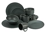 CreaTable, 23145, Serie SOFT TOUCH BLACK, Geschirrset, Kombiservice 16 teilig