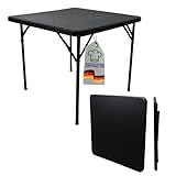 CHEFGASTRO Balkontisch klappbar 86x86cm Gartentisch wetterfest 4 Personen Kunststoff Schwarz Campingtisch Outdoor Klapptisch Klein Balkonmöbel Bistrotisch für Garten Terrasse Balkon