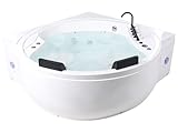 Luxus LED Whirlwanne Eckbadewanne Spa weiß große Wanne mit Massage Bluetooth-Lautsprecher 225 x 160 cm Manresa