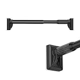 Gardinenstange, verstellbar, robust, ohne Bohren, 40–500 cm, rostfreie Gardinenstange für Wohnzimmer und Glasschiebetür, Mieterfreundlich, Schwarz (160–250 cm)