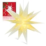 Sky angle 3D Weihnachtsstern Beleuchtet Batterie mit Timer für Fenster - 45cm Dekorieren von Weihnachtsbaum, Weiße led Weihnachtsstern für Innen, Außen, Innenhof, Balkon Und Garten