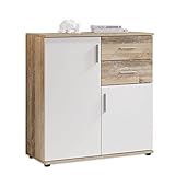 Bobby Kommode in Old Style Optik, Weiß - Modernes Sideboard mit viel Stauraum für Ihren Wohnbereich - 80 x 82 x 35 cm (B/H/T)