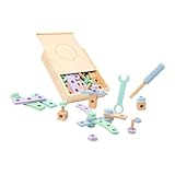 MOLUCKFU Werkzeugkoffer aus Holz DIY Baukasten Lernspielzeug für Kleinkinder Sicherer Schraubenschlüssel Motorische Kreatives Rollenspiel Pädagogisches Geschenk für Jungen und Mädchen
