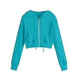 Damen-Mäntel, modische Hoodies für Damen, lässig, Streetwear, locker, leicht, einfarbig, bauchfreies Oberteil, mit Kapuze am Hals, langärmelig, Reißverschlusstaschen, Damenpullover, 8 x Marineblau, 18