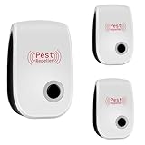 BugShield Ultraschall - Schädlingsbekämpfer–3 Stück Elektronisches Insekten & Mäuse Vertreibungsgerät mit Stecker gegen Milben,Flöhe,Bettwanzen,Mücken–Ungiftig & Geräuschlos für Schlafzimmer, Wohnung