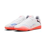 PUMA Future 8 Play It Fußballschuh für Damen und Herren, Puma Weiß, PUMA Schwarz, leuchtendes Rot, 39 EU