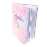 FRCOLOR Süßes A6 Notizbuch Für Mädchen Mit Schloss Flauschiges Tagebuch Mit Herzmotiv Handlich Und Leicht Für Schule Und Reisen Für Teenager Mädchen Zu Weihnachten