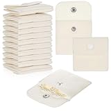 Psyqtsuary Mikrofaser Schmuckbeutel, 12 Stück Samtbeutel Klein mit Druckknopf 7x7 cm Kleine Stoffsäckchen Beige Schmuck Stoffbeutel Klein Samtsäckchen für Schmuck, Geschenke
