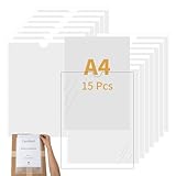 COSHEHKG 15 Stück Selbstklebetasche, Klarsichthüllen A4 Klarsichtfolien Extra Groß 32x23.5cm Ordner Etikettenhalter Selbstklebend