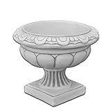 gartendekoparadies.de Imposante Steinvase Pflanzgefäß aus Steinguss, H. 32 cm, 6 Liter, 18 kg, Grau, frostsicher für Außenbereich