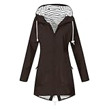 Generisch Trenchcoat Damen Regenjacke Wasserdicht Regenmantel Frauen Herbst Winter Winddichte Outdoor gestreifte Bergsteiger Anzug Tuch Jacke Übergangsjacke Kapuze Outdoor Jacke