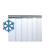 Zettl GmbH PVC-Streifenvorhang Tiefkühlbereich kältefest Einsatztemperatur +/- 0,0 C° bis -25C°, Lamellen 300 x 3 mm transparent, Höhe 2,00 m, Breite 1,00 m (0,90 m), Edelstahl