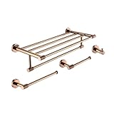 Handtuchhalter-Set zur Wandmontage, 4-teilig, Badezimmer-Zubehör mit Handtuchstange, Papierhalter, Kleiderhaken und Ablage für stilvolle Aufbewahrungslösungen
