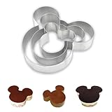 DIKARIYA Tortenring Edelstahl Set, 3er Mickey Backform Mouse Kuchenring Backrahmen Cake Ring, Valentinstag Backring Form Hochzeit Feste Tortenform Torten Zubehör für Kuchen Moussekuchen Creme Gebäck