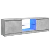 vidaXL TV Schrank mit LED-Leuchten Lowboard Sideboard Fernsehschrank Fernsehtisch TV Möbel Tisch Board HiFi-Schrank Betongrau 120x30x35,5cm