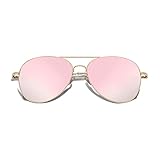 SOJOS Mode Metallrahmen Verspiegelt Linse Unisex Sonnenbrille mit Frühlings Scharnieren SJ1030 mit Gold Rahmen/Rosa Linse