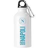 Generico Trinkflasche aus Aluminium mit weißem Karabiner für SSC Napoli Fußball Fassungsvermögen 400 ml Offizielles Produkt Geschenkidee
