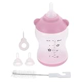 FONDOTIN 80ml Haustier Fütterungs Set Für Welpen Und Kätzchen 5 Teiliges Set Mit Ersatzsaugern Perfekt Für Die Fütterung Von Kleinen Haustieren Pinke Flasche Im Kürbisdesign