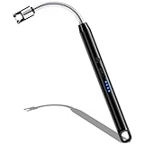LcFun Stabfeuerzeug, Lichtbogen Feuerzeug Elektrisch, Elektrisches Feuerzeug Lang Winddicht USB Feuerzeug für Küche Camping Feuerwerk (Schwarz)