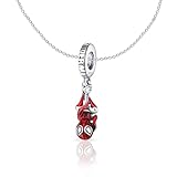 ANGYAOZ Red Charm Anhänger, Charms Anhänger Silber für Armbänder, Silber Personalisierte Kette, Verstellbare Silber Kette mit Anhänger, Geschenke für Mädchen/Jungs Halskette, Geschenk für Freuen