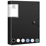 A4 Sichtbuch A4 mit Klarsichthüllen, 100 Taschen Mappe mit Klarsichthüllen, Ordner mit Folien Projektordner für Broschüren Berichte Zertifikate Schulordner (Schwarz)