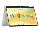 HP Chromebook x360 Laptop, 14' Touchscreen, Intel Prozessor N100, 4 GB DDR4 RAM,128GB eUFS, Intel UHD Graphics, ChromeOS Betriebssystem, QWERTZ, Gemini, Silber