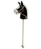 Sweety Toys 5093 Steckenpferd BLACKY super-süss ,Farbe schwarz mit weißer Mähne -sehr edel- mit Funktion.
